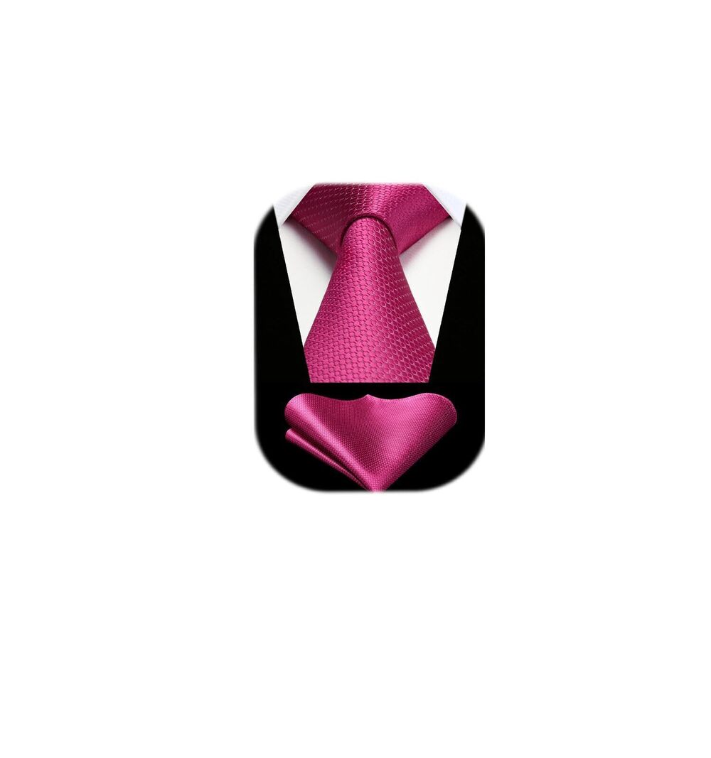 6390 Ties Hot Pink Ties Formal Tie and Pocket Square Set Silk Classy